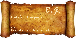 Bakó Gergely névjegykártya