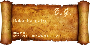 Bakó Gergely névjegykártya